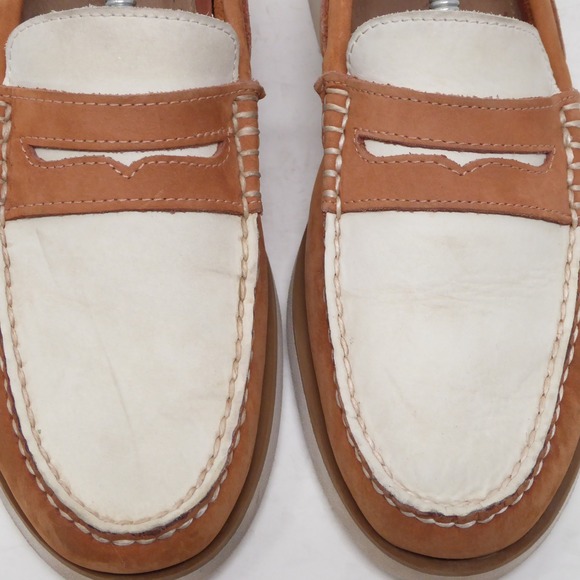 Sperry Top Sider Men's Tan White Leather Penny Color Block Loafers Shoes 9.5M - Picture 3 of 10